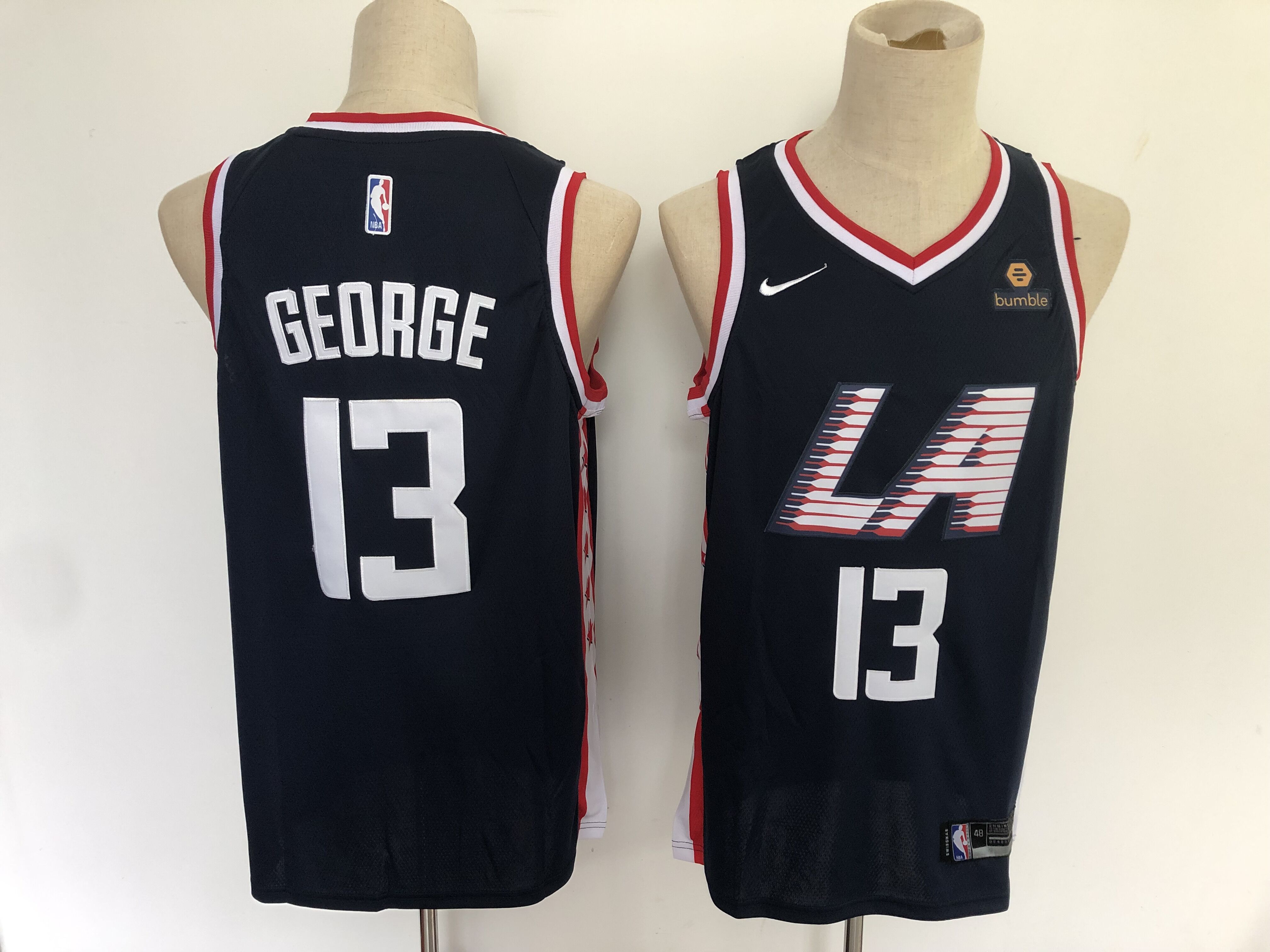 Men Los Angeles Clippers 13 George Blue City Edition Game Nike NBA Jerseys